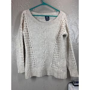 American Eagle Sweater Alpaca Wool Blend‎ Open Cable Knit Fisherman Size Medium